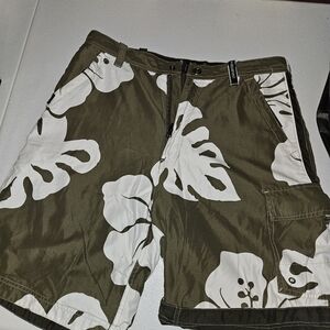Khaki Floral Men's Board Shorts